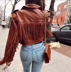 SOLD- NWOT GRLFRN Sadie Leather Fringe Jacket in XS